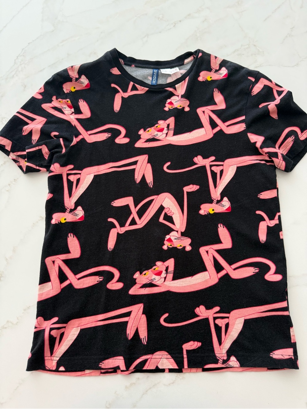 H&M Black Tee with Pink Panther Graphic Men’s Small